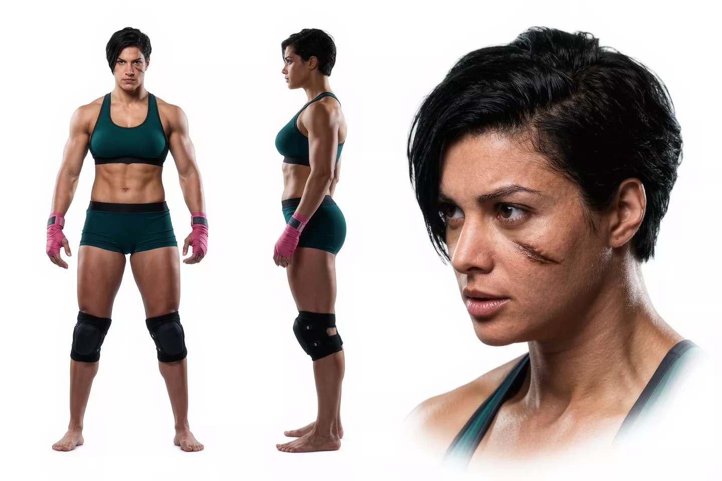 Reference images of two women and a boxing video
